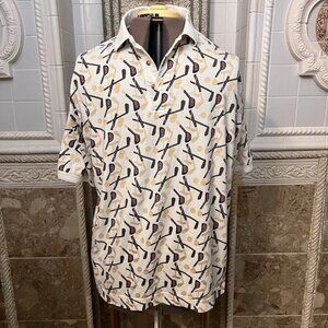Vintage Dockers Golf Polo Shirt Men’s Size L. Cotton Golf Print Stretch. B114